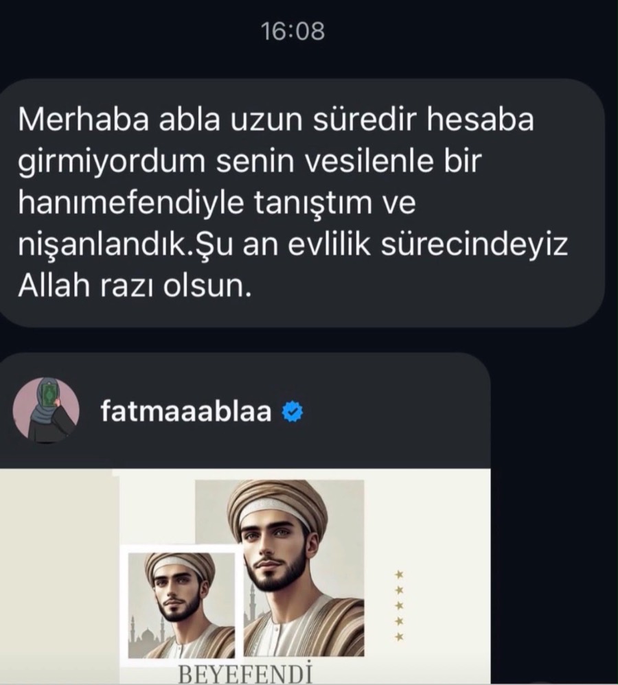 Bir üyenin mesajı: Senin vesilenle bir hanımefendiyle tanıştım ve nişanlandık, şu an evlilik sürecindeyiz.